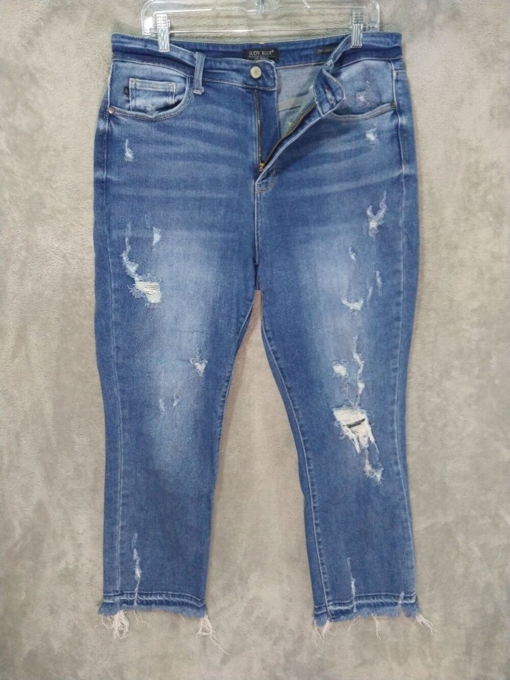 Judy Blue Jeans Womens 13/31 Denim Straight Fit Distressed High Rise Stretch